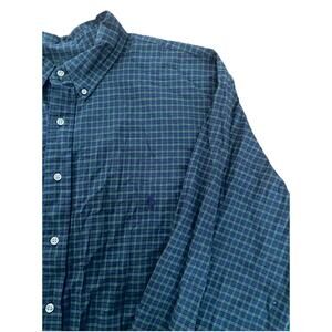 Ralph Lauren Men's 3XB Blue Green Tartan Plaid Shirt Long Sleeve Button Down